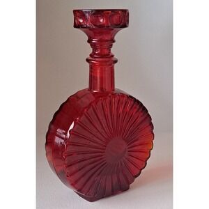 Red Empoli Sunburst Genie Bottle Decanter Made in Italy